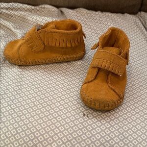 Minnetonka Brown Suede Toddler Moccasins